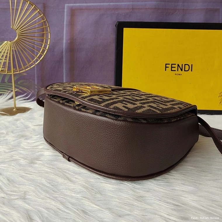 Affordable Medium Fendi C'mon Fabric Bag Motif FF In Brown 0716